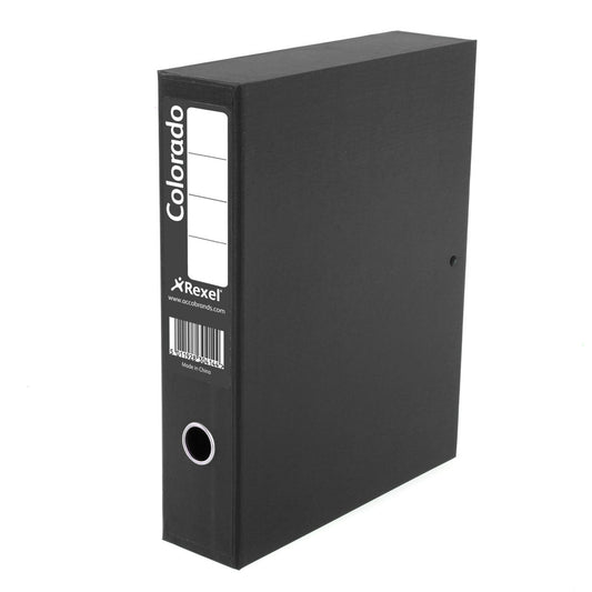 Rexel Colorado Box File Lockspring Foolscap Black pack of 5 - Rexel Crystalfile