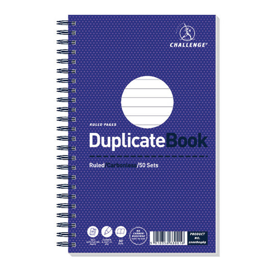 Challenge Wirebound Duplicate Book Ruled 216x130 pack of 5 - Challenge