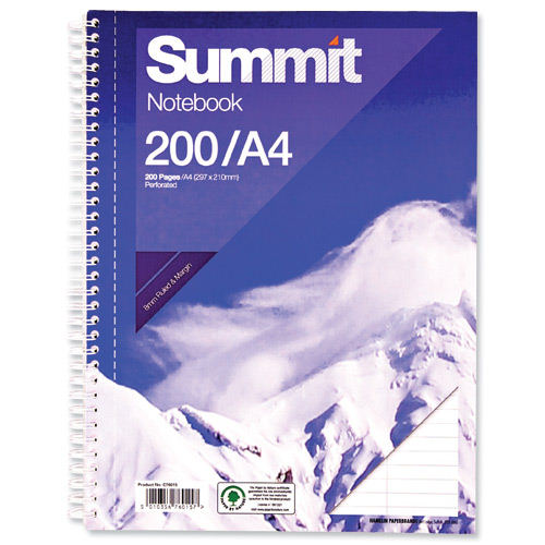 Summit Wirebound Notebook 200 Page Rl Mg A4 100080433 pack of 3 - Summit