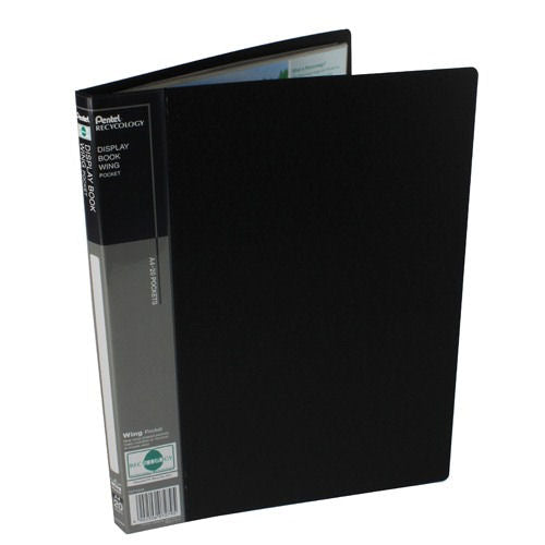 Pentel Recycled Display Book 20 Pocket A4 Black DCF442A Pack of 10