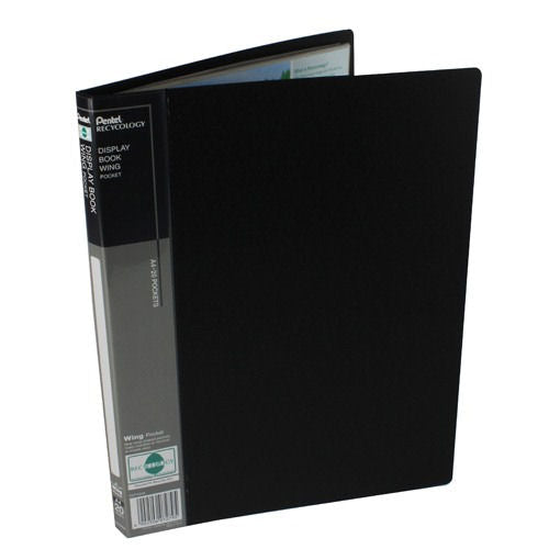 Pentel Recycled Display Book 20 Pocket A4 Black DCF442A Pack of 10 - Pentel