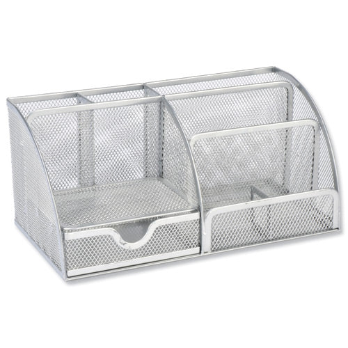 Select Wire Mesh Large Desk Organiser Silver