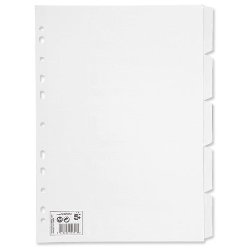 Select Subject Dividers A4 5 Part White Pack of 10 - Selected