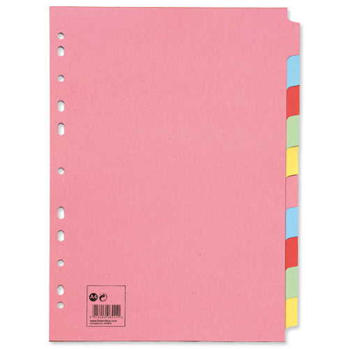 Select Subject Dividers A4 10 Part Multi-Coloured Pack of 10 - Selected