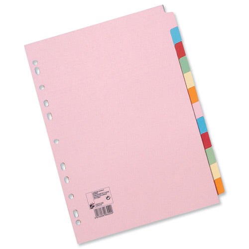Select Subject Dividers A4 12 Part Multi-Coloured Pack of 10