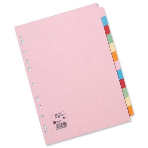 Select Subject Dividers A4 12 Part Multi-Coloured Pack of 10 - Selected