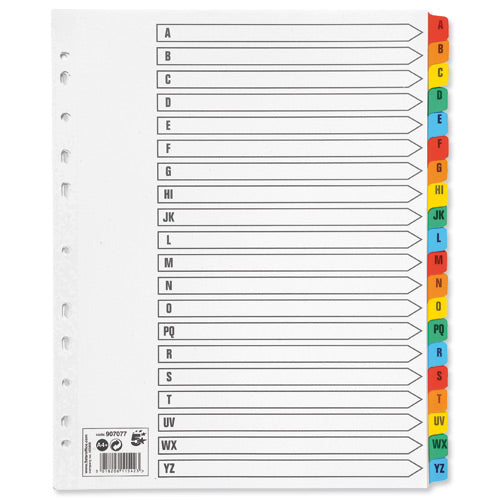 Select Mylar Coloured Tab Index A4+ A-Z 20pt