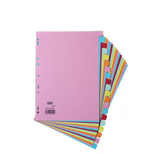 Elba A4 Card Dividers 20 Part Assorted - Elba