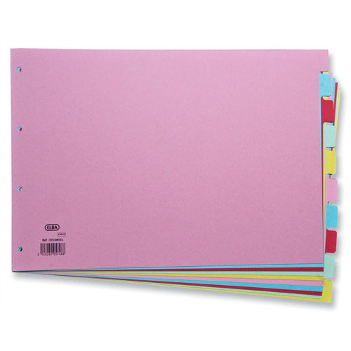 Elba A3 Card Dividers 10 Part Assorted - Elba