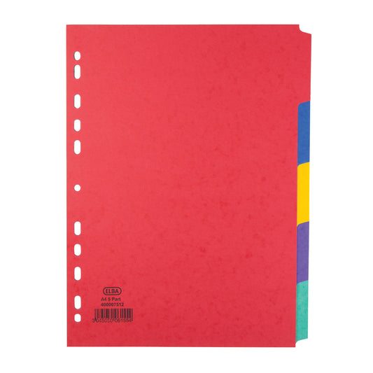 Elba Board Divider A4 5 Part Assorted 400007512 - Elba