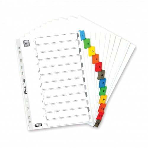 Elba Mylar Multi-Coloured Index 1-12 A4 400007506 - Elba