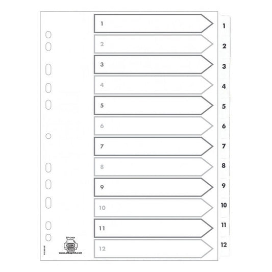 Elba Mylar Index 1-12 A4 White 100204617 - Elba