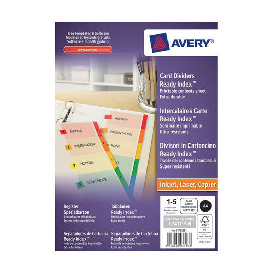Avery ReadyIndex 1-5 Numeric 01733501 - Avery