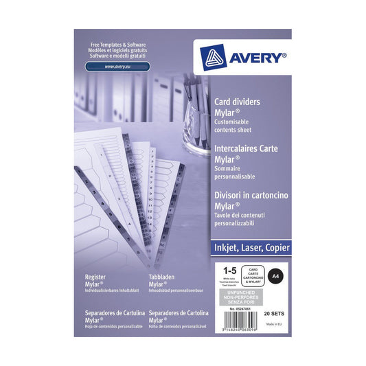 Idxmaker Div 5pt Unpchd Wht L7416-5m - Avery