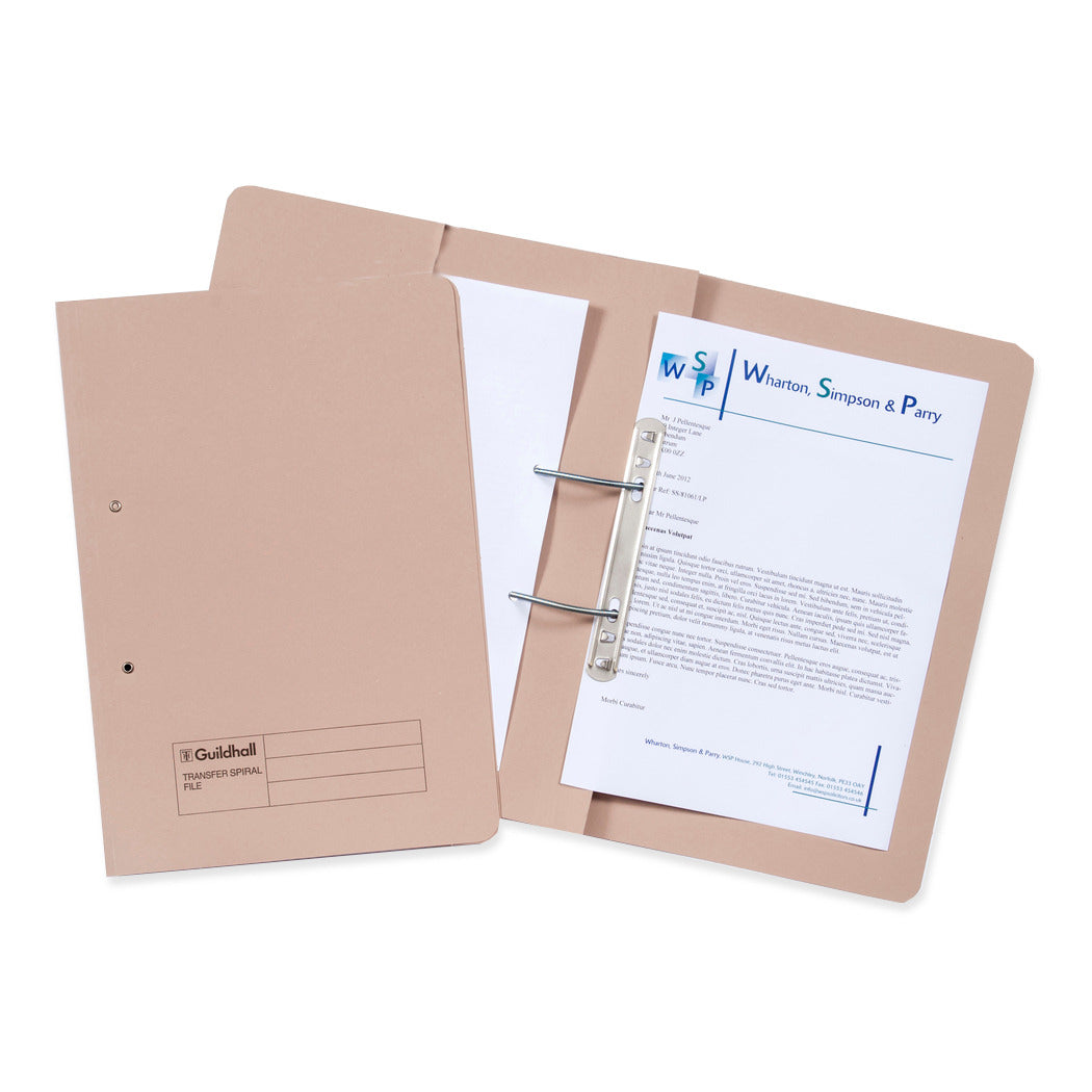 Guildhall Transfer Spring Pocket File Buff 420g 211 pack of 25 ...