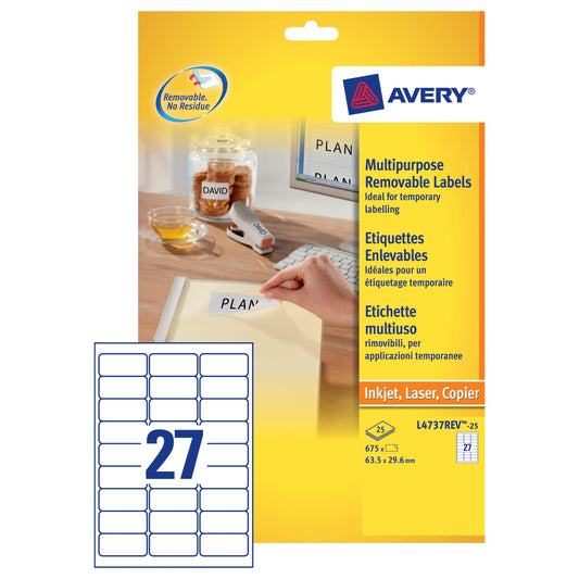 Avery Remov Lbl 27 Tv Wht - Avery