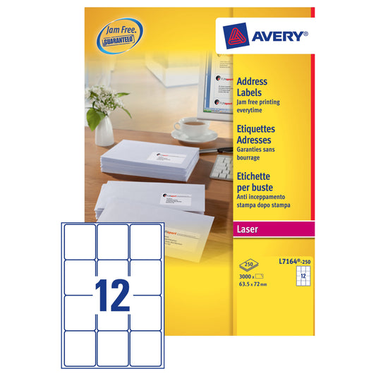 Avery Lsr Lbl Wht Pk250 L7164-250 - Avery