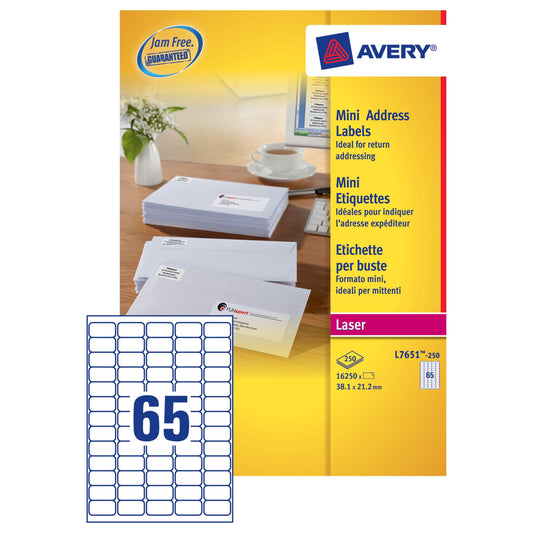 Avery Laser Label 38.1x21.2 (250) L7651 - Avery