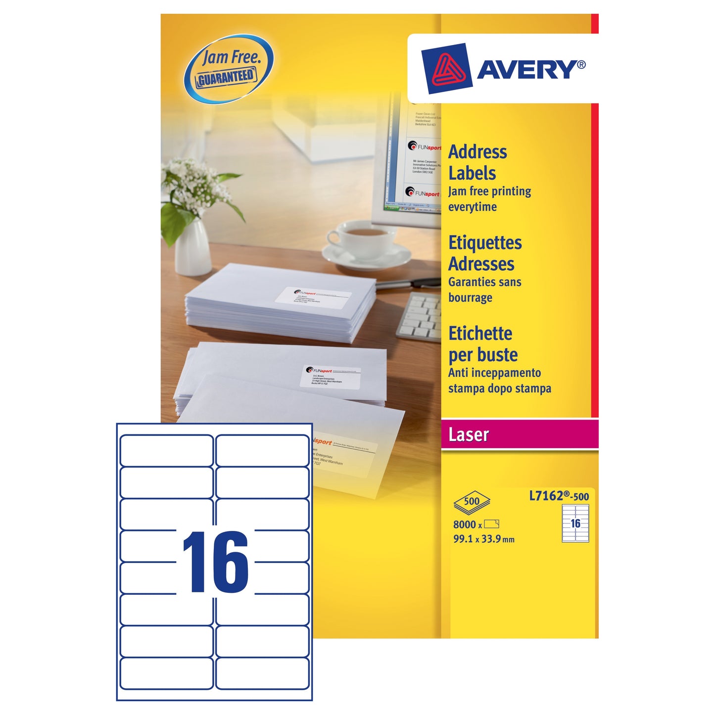 Avery Laser Label 99.1x34 (500) L7162 Medisave UK