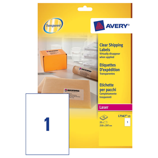 Avery Clear Laser Labels L7567-25 - Avery