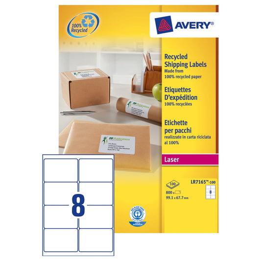 Avery Recycled Label 99.1x67.7 White (100)LR7165 - Avery