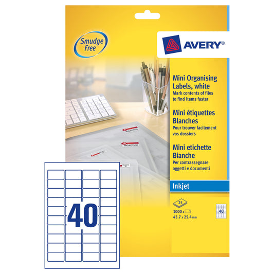 Avery Ijet Mini Lbl 40x25sheets Wht - Avery