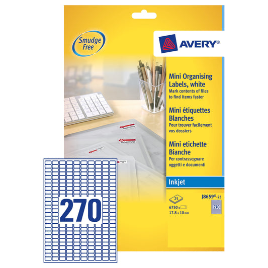 Avery Inkjet Organising Label 17.8x10.0 White (25) J8659 - Avery