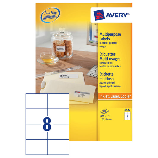 Avery Multi Label 105x74 White (100) 3427 - Avery
