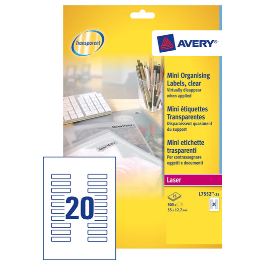 Laser Label Mini 55x12.7mm Pk25 L7552 - Pack Of 25 - Avery