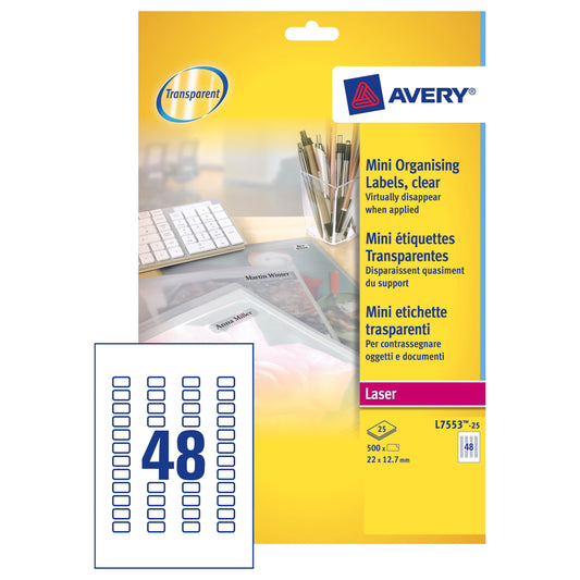 Laser Label Mini 22x12.7mm L7553-25 - Pack Of 25 - Avery
