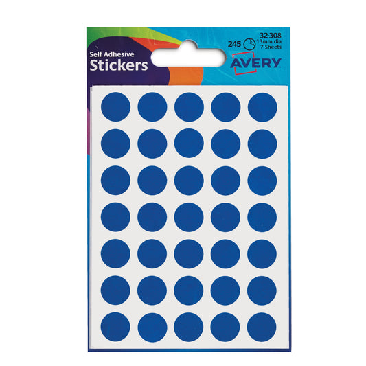 Avery Circle Label 12mm Blue (216) 32-308 Pack of 10 - Avery