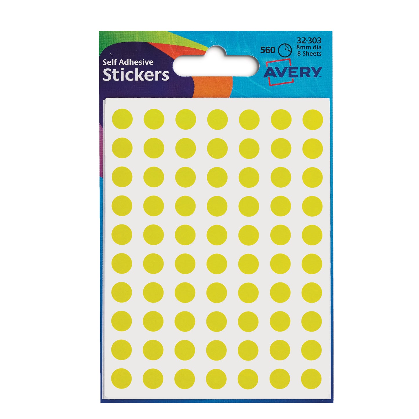 Avery Circle Label 8mm Yellow (520) 32-303 Pack of 10