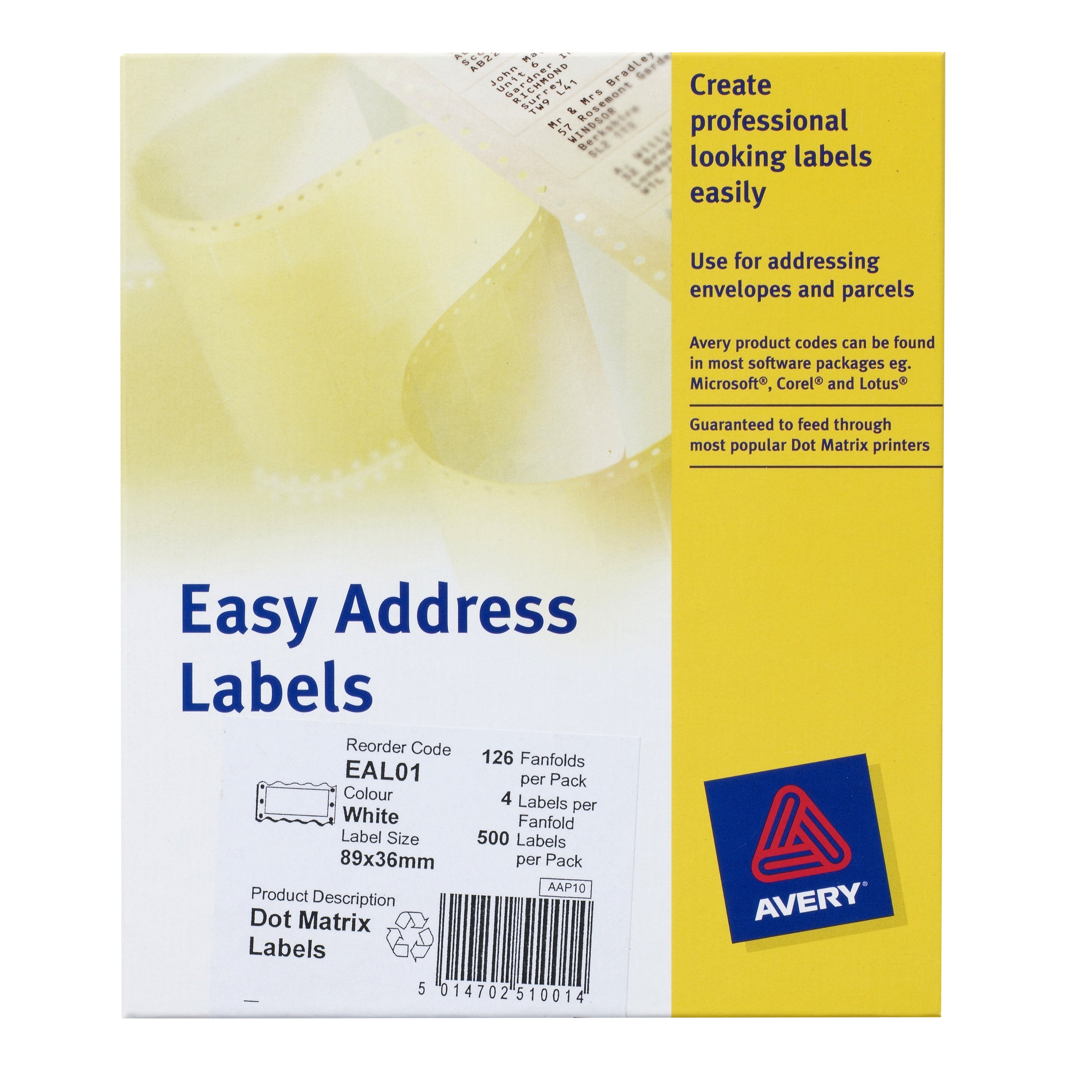 Apli Computer Label Avery Computer Label 86x37mm (500) EAL01 – Medisave UK