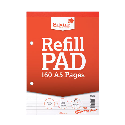 Silvine HB Refill Pad A5 Ruled Red pack of 6 - Silvine