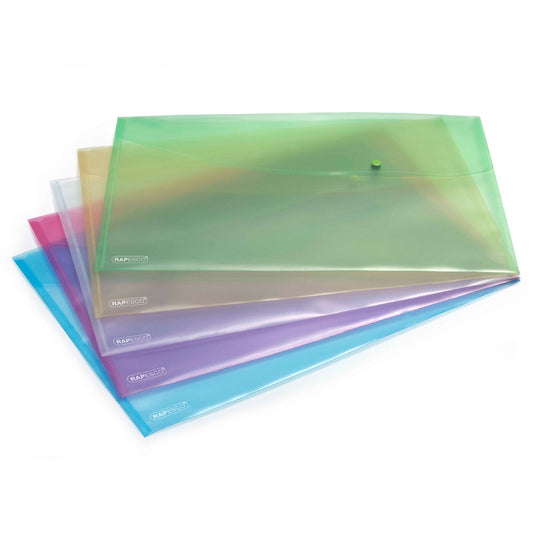 Rapesco Popper Wallet A3 Pastel Assorted 0697 pack of 5 - Rapesco