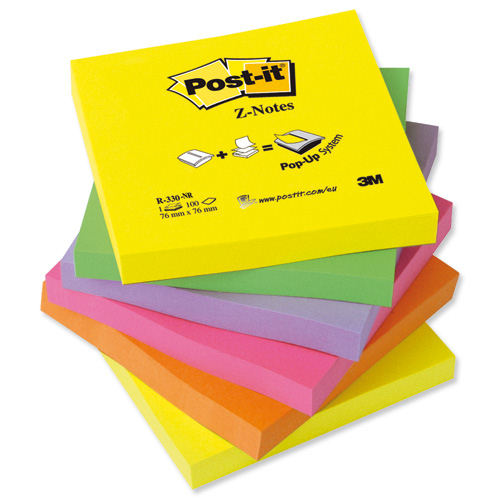 3m Postit Z-Note Ref 76x76 Neon Ast Pk6 – Medisave UK
