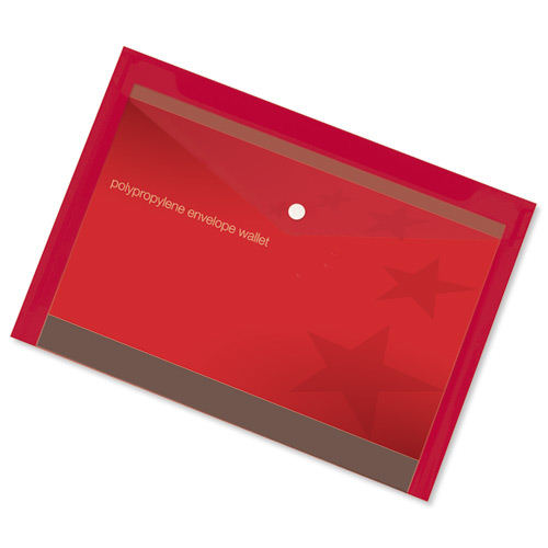 Select Polypropylene Envelope Wallets A4 Red (5) - Selected