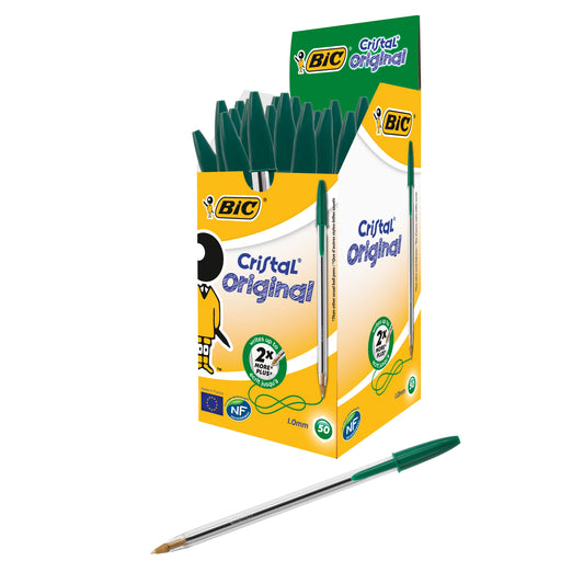 BIC Cristal Ball Pen Medium Green 8373621 pack of 50 - Bic