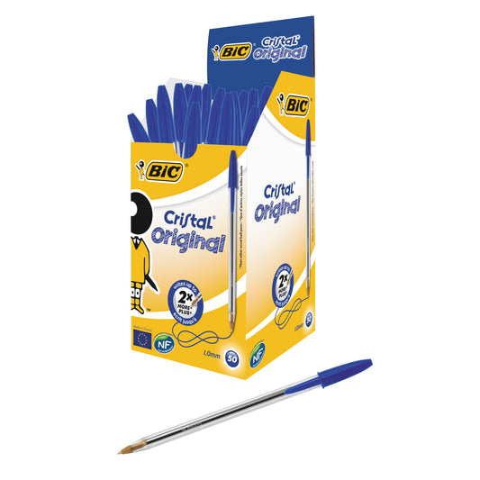 BIC Cristal Ball Pen Medium Blue 837360 pack of 50 - Bic