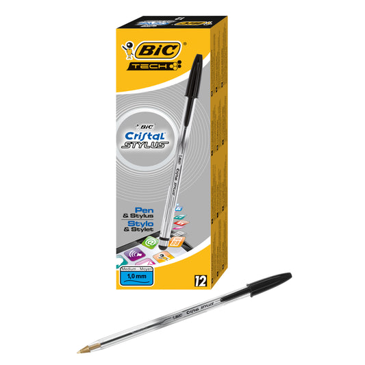BIC Cristal Stylus Ball Pen Black 902124 pack of 12 - Bic