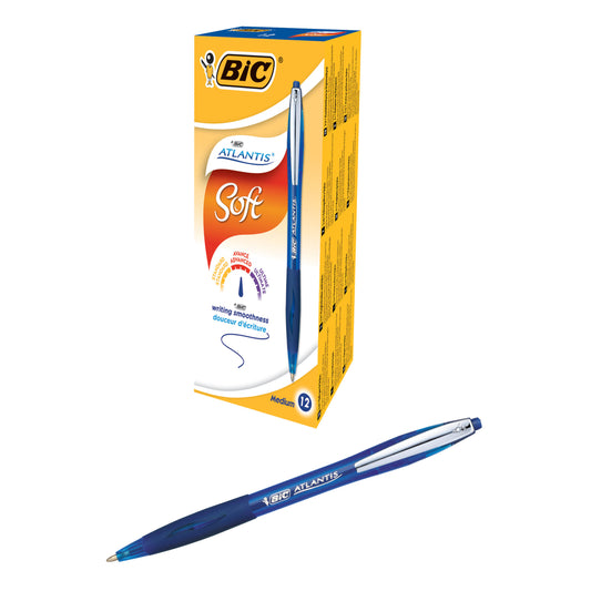 BIC Atlantis Premium Ball Pen 1mm Blue 902132 pack of 12 - Bic