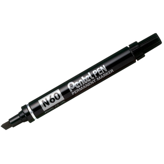 Pentel Permanent Marker Chisel Tip Black N60-A pack of 12 - Pentel