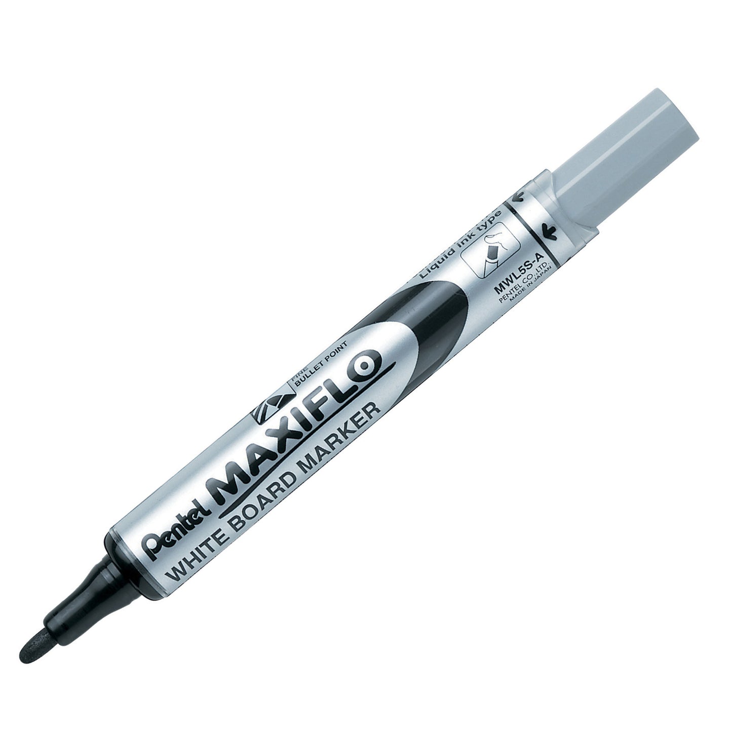 Pentel Maxiflo Whiteboard Marker Fine Black MWL5S-A pack of 12