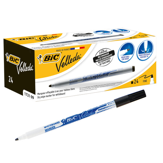 Bic Velleda Marker 1721 Black Pack Of 24 - Bic