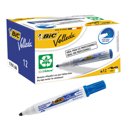 BIC Velleda Whiteboard Marker 1701 Bullet Blue pack of 12 - Bic