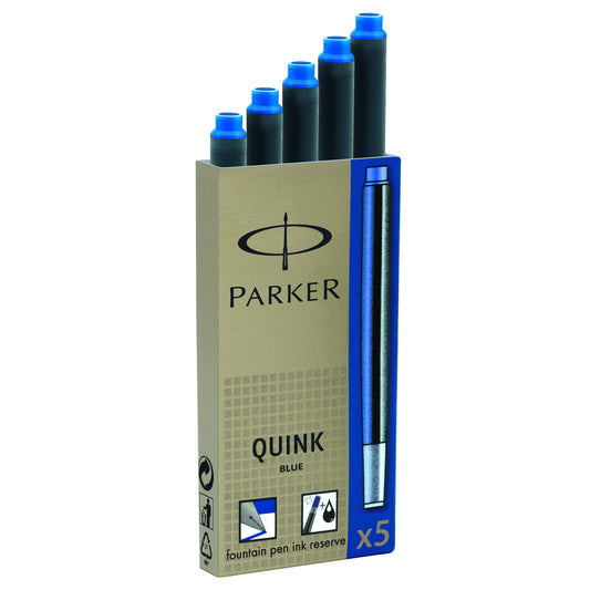 Parker Quink Ink Cart Blue (5) S0881580 pack of 12 - Parker
