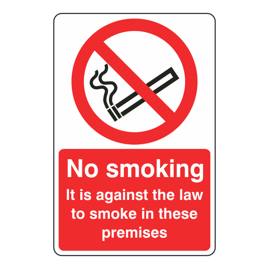 No Smoking - It Is Against The Law On These Premises Sign