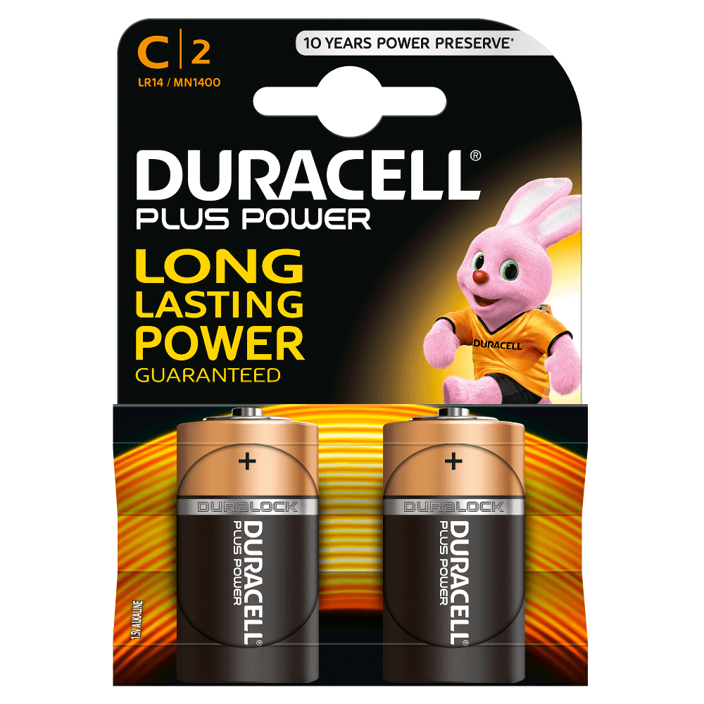Duracell Plus Power C Batteries - Pack of 2 - Duracell