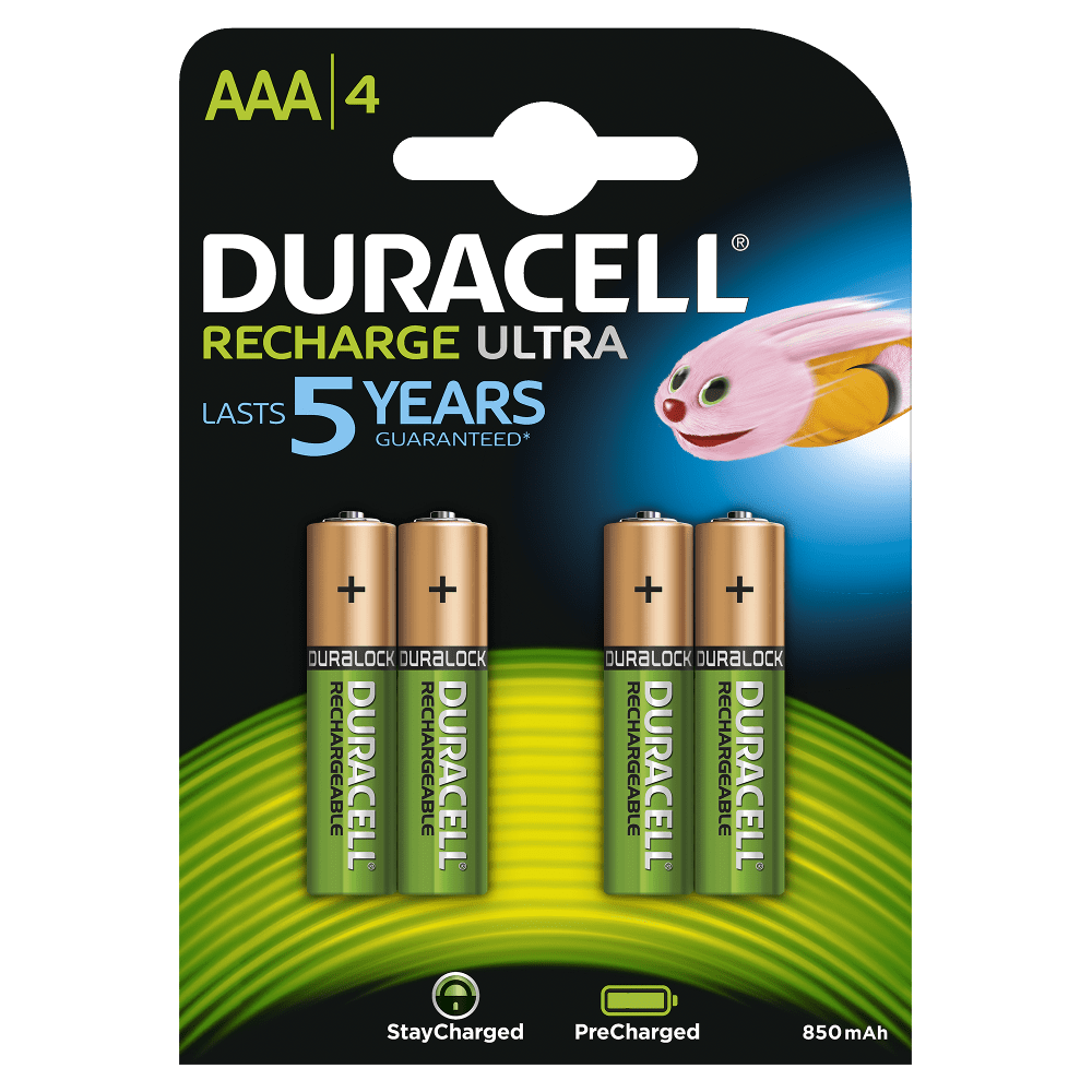 Duracell Recharge Ultra AAA Batteries NiMH 850mAh - Pack of 4