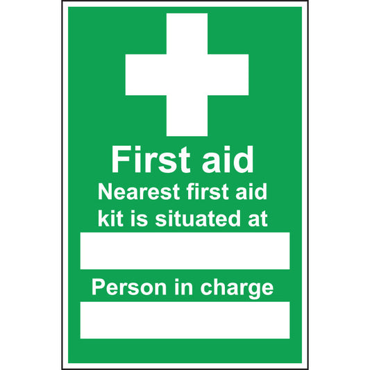 First Aid Box Situated sign, 300*200mm Rigid - Safety First Aid